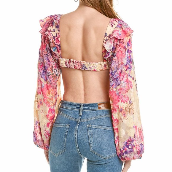 Hemant & Nandita - Leah Romantic Floral Boho Festival Crop Top - Picture 2 of 14